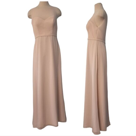 Symphony Of Venus Sheer Chiffon Covers Sweatheart Bodice Gown Blush Sze 12 Blush - Picture 2 of 13
